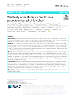 Variability of Multi-Omics Profiles in a Population-Based Child Cohort