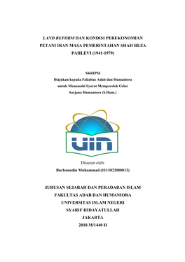 Land Reform Dan Kondisi Perekonomian Petani Iran Masa Pemerintahan Shah Reza Pahlevi (1941-1979)