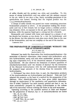 The Preparation of Dimethylglyoxime Without the Use of Hydroxylamine