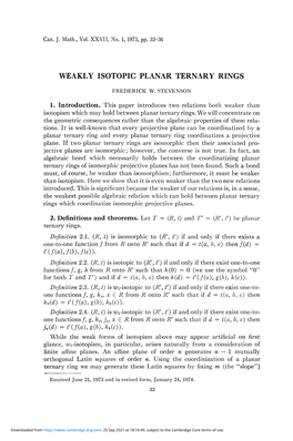Weakly Isotopic Planar Ternary Rings