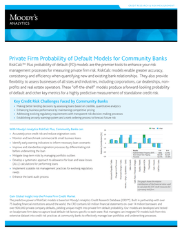 Private Firm Probability of Default Models for Community Banks