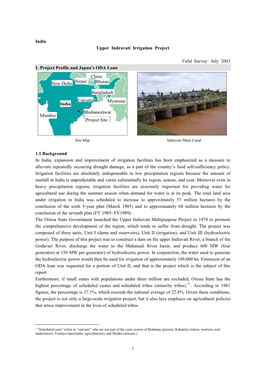 India Upper Indravati Irrigation Project Field Survey