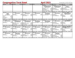 Congregation Torat Emet April 2021
