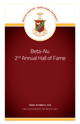 Beta-Nu 2Nd Annual Hall of Fame