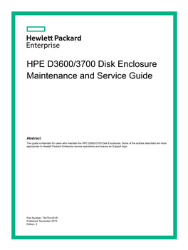 HPE D3600/3700 Disk Enclosure Maintenance and Service Guide