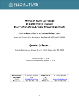 Michigan State University in Partnership with the International Food Policy Research Institute