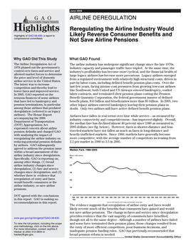 GAO-06-630 Highlights, AIRLINE DEREGULATION