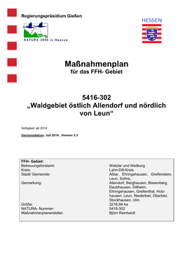 Für Das FFH- Gebiet