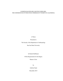 The Experiences of Indo-Fijian Immigrant Women in California