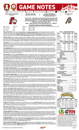 2019 Altoona Curve Game Information Page 1 TODAY’S STARTING PITCHER