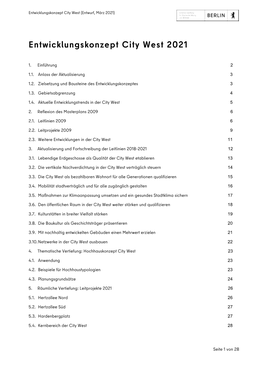 Entwicklungskonzept City West 2021