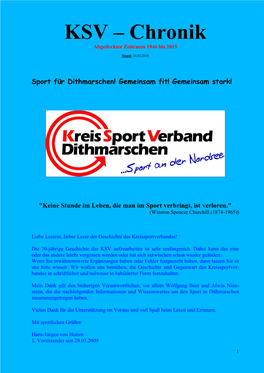 Die Chronik Des Kreissportverbandes Dithmarschen