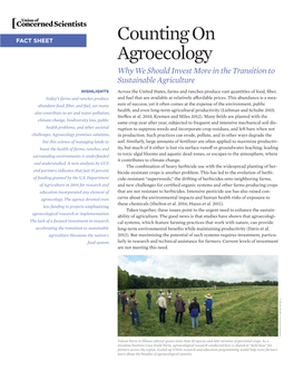 Counting on Agroecology Why We Should Invest More in the Transition to Sustainable Agriculture