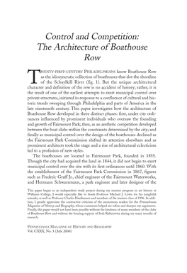 Control and Competition: the Architecture of Boathouse Row