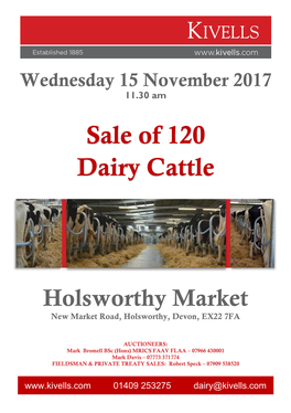 Sale of 120 Dairy Cattle