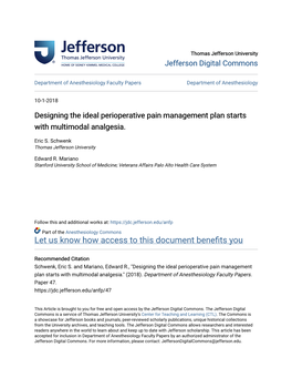 Designing the Ideal Perioperative Pain Management Plan Starts with Multimodal Analgesia