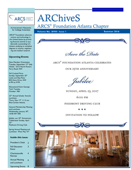 Archives ® Achievement Rewards ARCS Foundation Atlanta Chapter for College Scientists Volume No