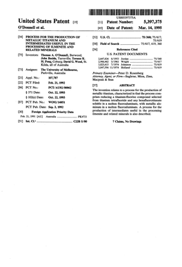 United States Patent 19 11 Patent Number: 5,397,375 O'donnell Et Al