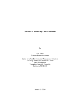 Literature Review on Methods of Measuring Fluvial Sediment, By