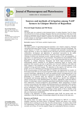 Sources and Methods of Irrigation Among NAIP Farmers in Udaipur