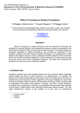 Effect of Tunneling on Shallow Foundations
