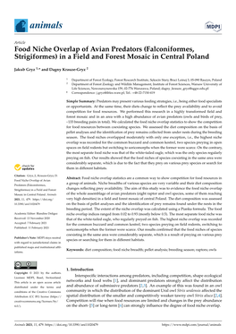 Food Niche Overlap of Avian Predators (Falconiformes, Strigiformes) in a Field and Forest Mosaic in Central Poland