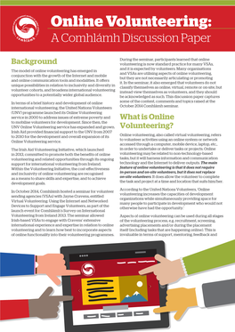 Online Volunteering: a Comhlámh Discussion Paper