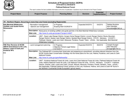 Schedule of Proposed Action (SOPA) 07/01/2019 to 09/30/2019 Flathead National Forest This Report Contains the Best Available Information at the Time of Publication