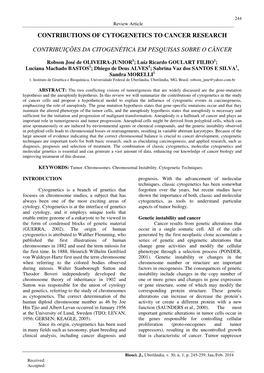 Contributions of Cytogenetics to Cancer Research