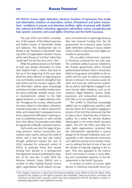 IHF REPORT 2006 HUMAN RIGHTS in the OSCE REGION 326 RUSSIAN FEDERATION Region for Human Rights Activists to Work In, of Law