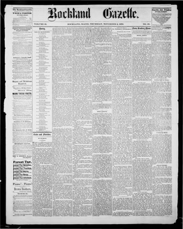 Rockland Gazette Gazette Job Planting PUBLISHED EVERY THURSDAY AFTERNOON by ESTABLISHMENT