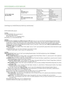 EDITED PEDIGREE for SUNNY SKIES (GB)