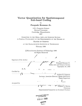 Vector Quantization for Spatiotemporal Sub-Band Coding by Pasquale Romano Jr