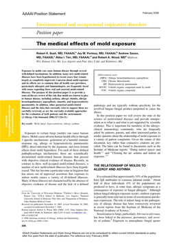 The Medical Effects of Mold Exposure