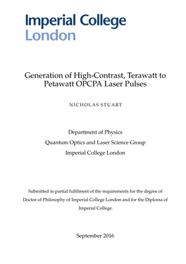 Generation of High-Contrast, Terawatt to Petawatt OPCPA Laser Pulses