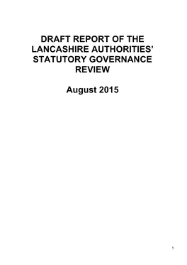 DRAFT REPORT of the LANCASHIRE AUTHORITIES' STATUTORY GOVERNANCE REVIEW August 2015