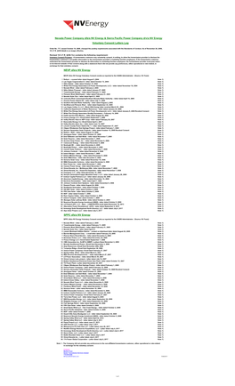 Voluntary Consent Letters Log NEVP D/B/A NV Energy SPPC D/B/A NV Energy Nevada Power Company D/B/A NV Energy & Sierra Pacifi