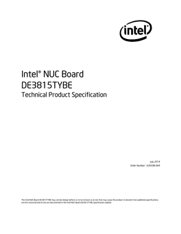 Intel® NUC Board DE3815TYBE Technical Product Specification