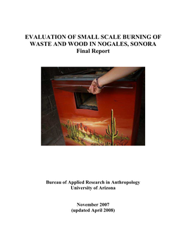 Evaluation of Small Scale Burning in Nogales, Sonora