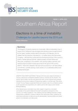 Elections in a Time of Instability Challenges for Lesotho Beyond the 2015 Poll Dimpho Motsamai
