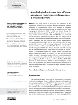 Microbiological Outcomes from Different Periodontal Maintenance Interventions: a Systematic Review