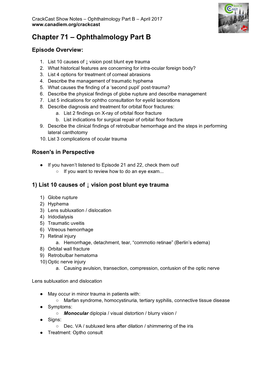 Chapter 71 – Ophthalmology Part B