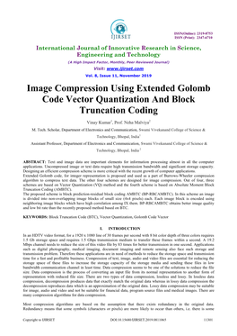 Image Compression Using Extended Golomb Code Vector Quantization and Block Truncation Coding