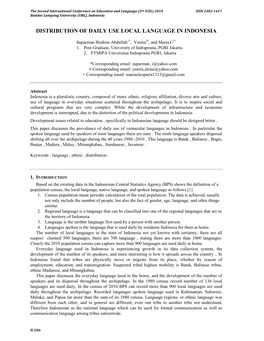 Distribution of Daily Use Local Language in Indonesia