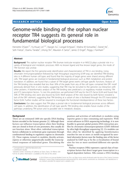 Genome-Wide Binding of the Orphan Nuclear Receptor TR4 Suggests Its General Role in Fundamental Biological Processes