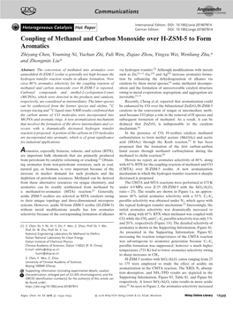 Coupling of Methanol and Carbon Monoxide Over H‐ZSM‐5 to Form