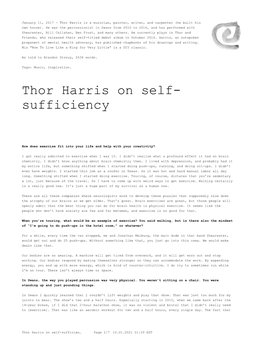 Thor Harris on Self-Sufficiency