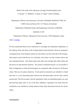 Monte Carlo Study of the Ordering in a Strongly Frustrated Liquid Crystal S