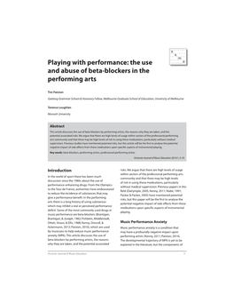 The Use and Abuse of Beta-Blockers in the Performing Arts
