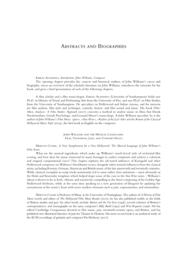 Abstracts and Biographies